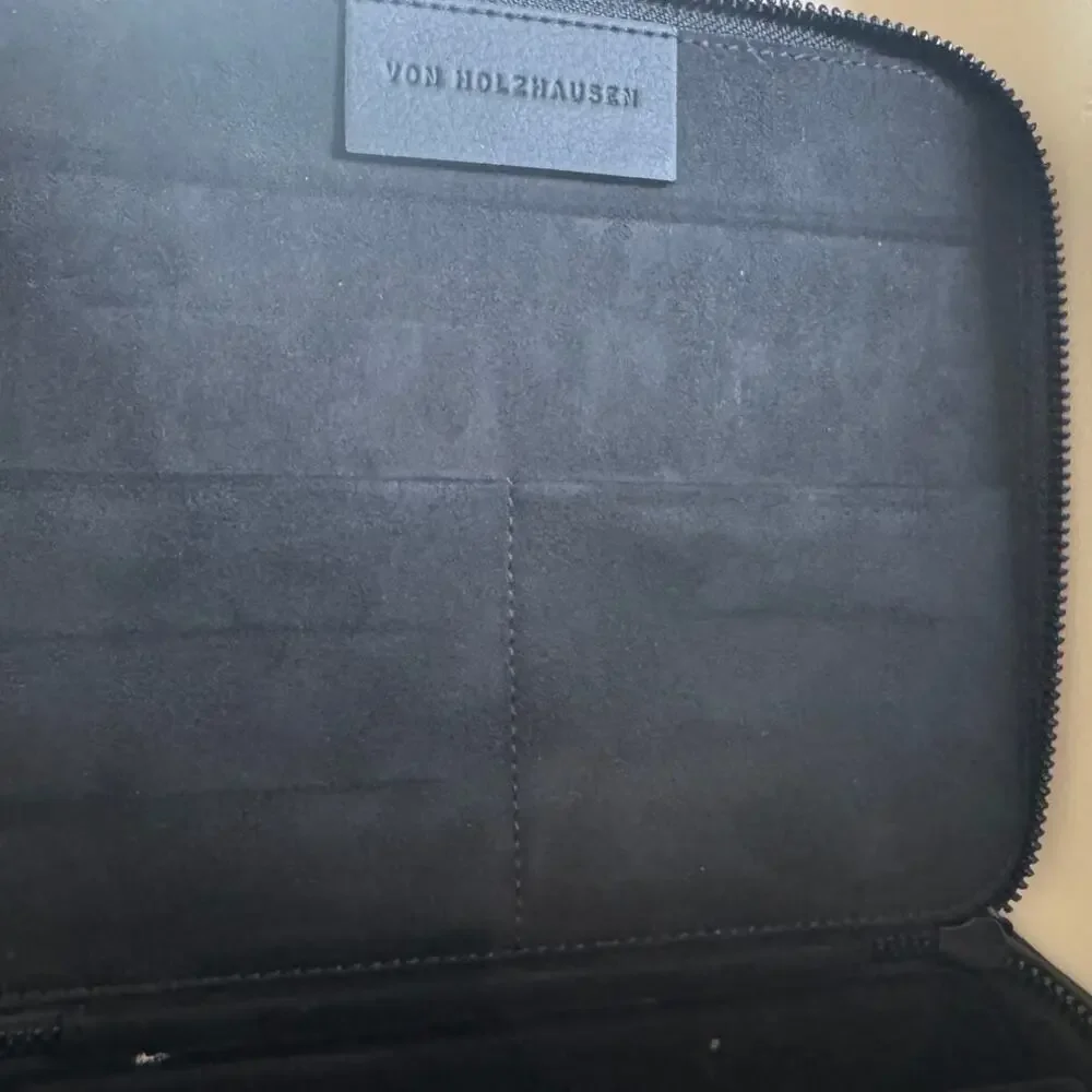 Von Holzhausen Tech Organizer Case Black Vegan Leather Watch Travel Case